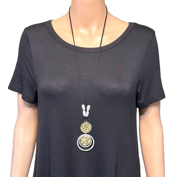 Magnolia Grace Necklace Adjustable Length Slider Weathered Rhodium Gold Plate Ne - Picture 2 of 7